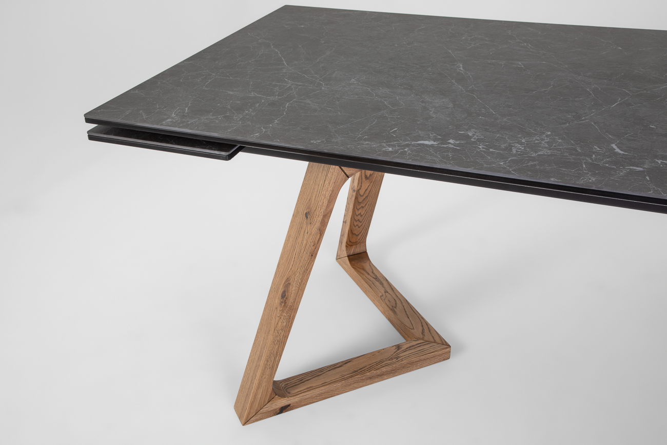 Стол обеденный раздвижной Стелс, 200(230/260)*95см, дуб, керамика, металл