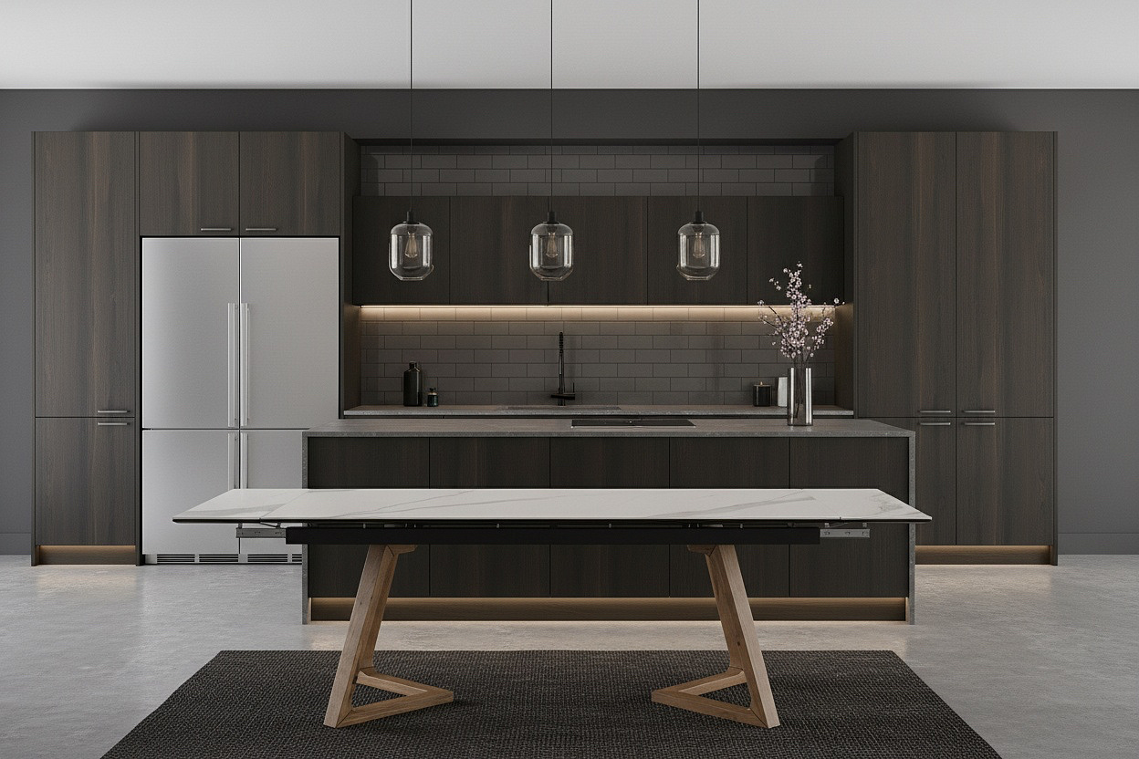 Стол обеденный раздвижной Стелс, 200(230/260)*95см, дуб, керамика, металл