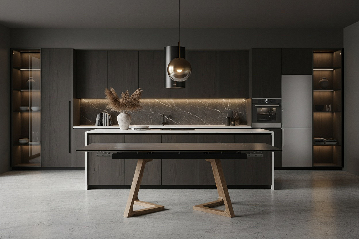 Стол обеденный раздвижной Стелс-М, 160(190/220)*90см, дуб, керамика, металл