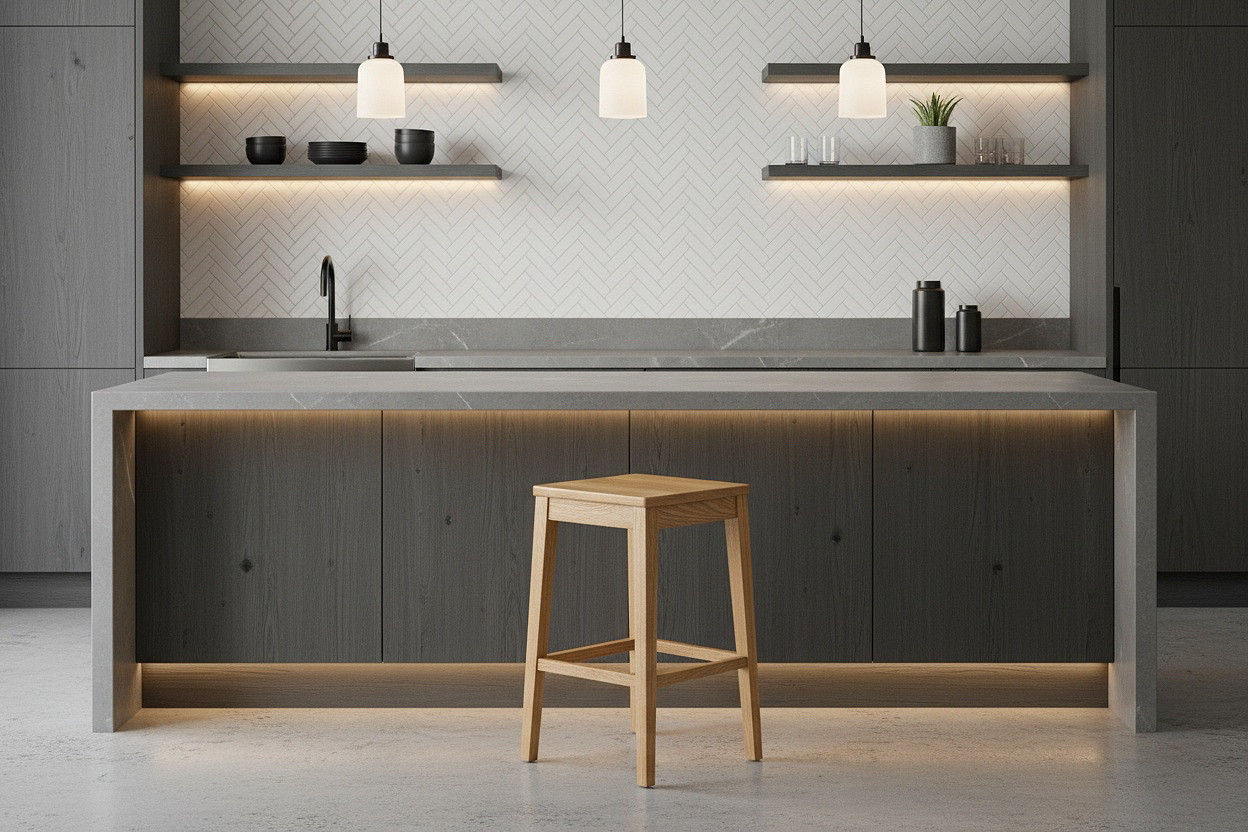 Табурет полубарный Крафт-ПБ с жестким сиденьем, натуральный дуб