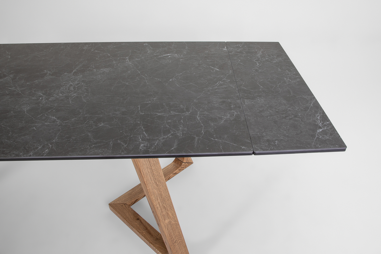 Стол обеденный раздвижной Стелс, 200(230/260)*95см, дуб, керамика, металл