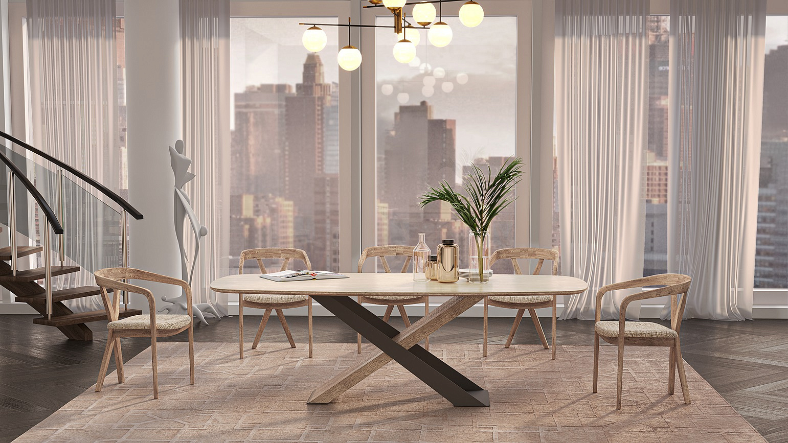 Стол обеденный Остин-Т, 200*110см, дуб, металл