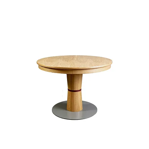 Стол обеденный раздвижной Kuzmar, 107(150)*107см, дуб, металл, кожа